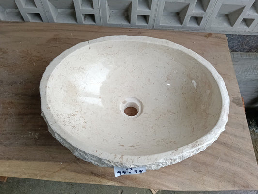Top view of beige marble oval sink mrb6013-4434
