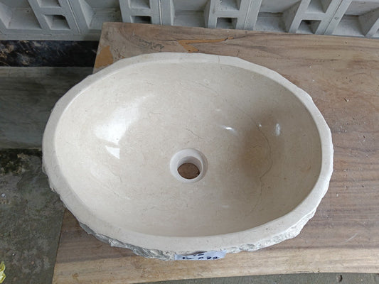 Top view of beige marble stone sink mrb6016-4232

