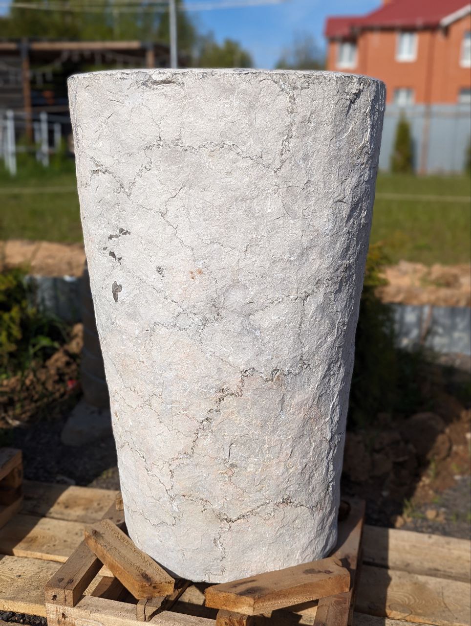 Luxury freestanding gray marble pedestal sink for bathrooms
