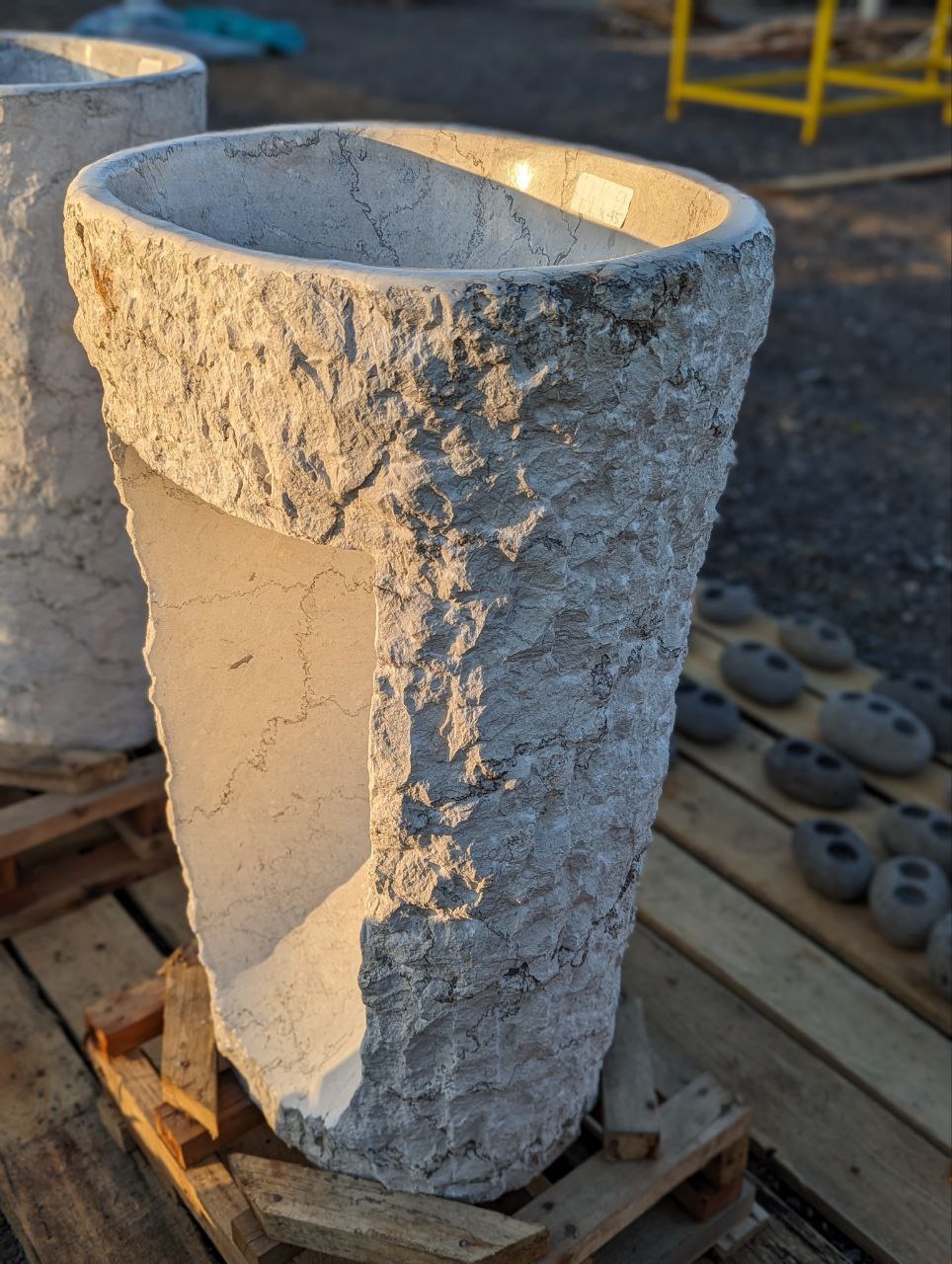 Full height freestanding marble pedestal sink 35 inches
