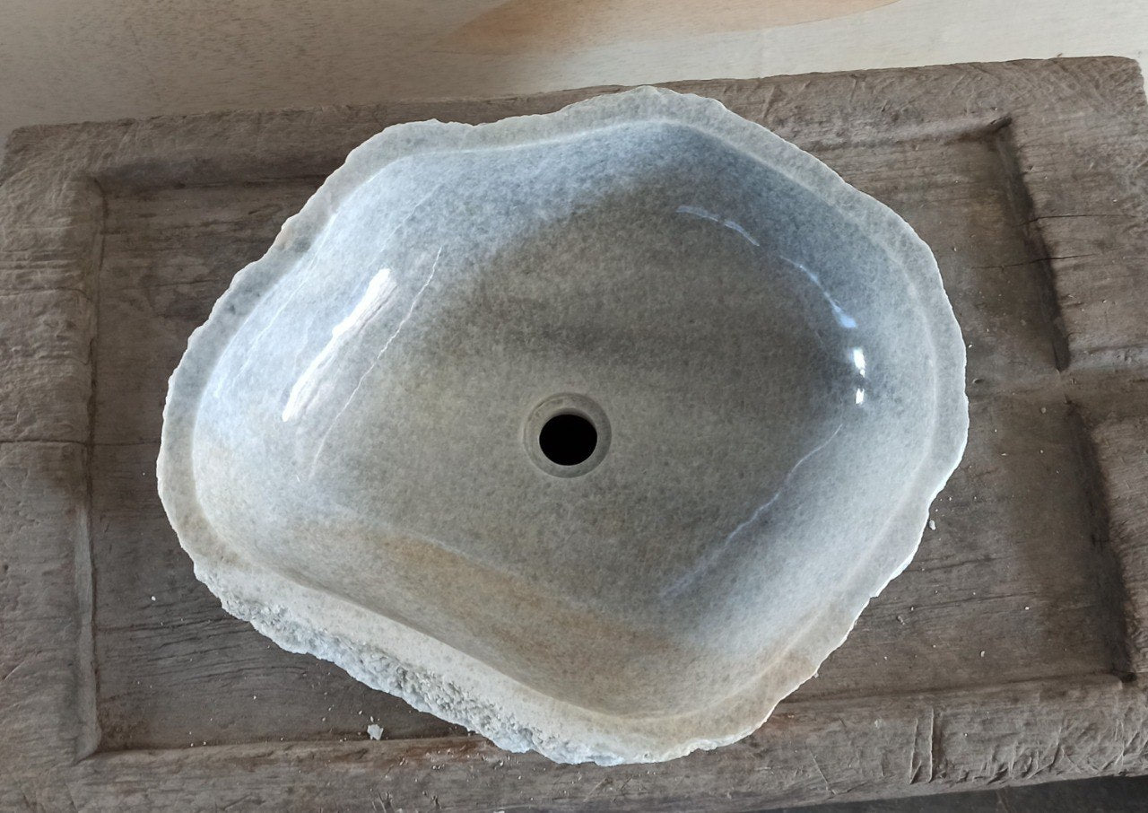 Onyx Stone Sink | 5072-544615 | 21.5″×18″ Organic Gray Onyx Polished