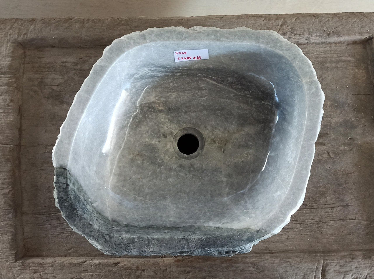 Onyx Stone Sink | 5064-524516 | 20.5″×17.5″ Organic Gray Onyx Polished