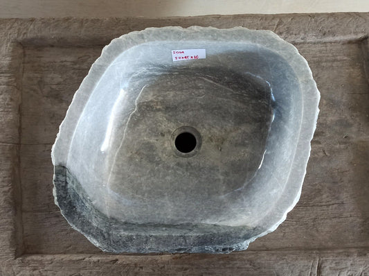 Onyx Stone Sink | 5064-524516 | 20.5″×17.5″ Organic Gray Onyx Polished