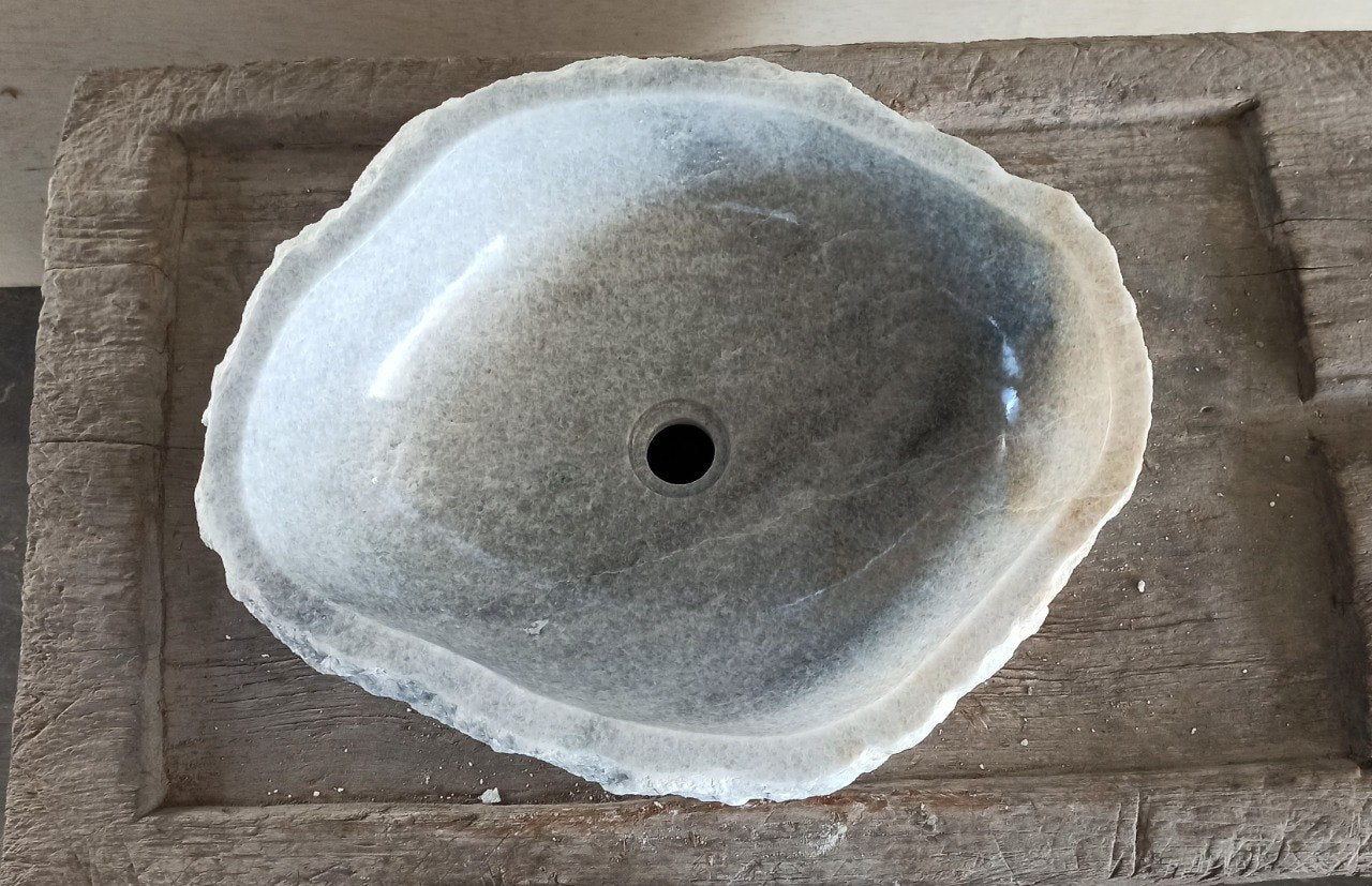 Onyx Stone Sink | 5077-544516 | 21.5″×17.5″ Organic Gray Onyx Polished