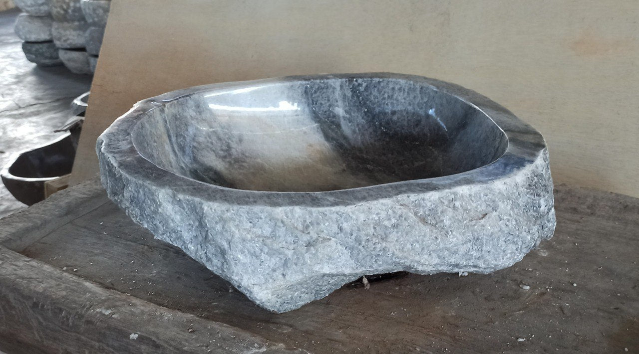 Onyx Stone Sink | 5080-554715 | 21.5″×18.5″ Organic Storm Gray Onyx Polished