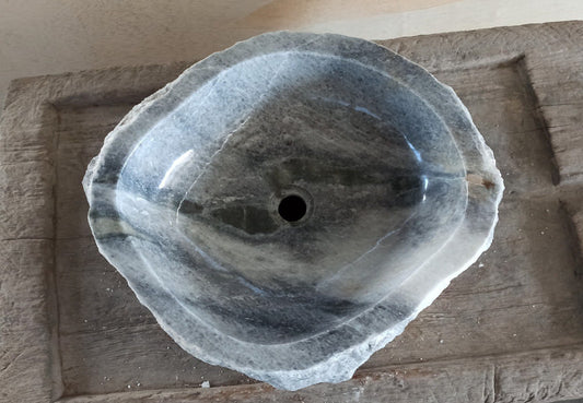 Onyx Stone Sink | 5080-554715 | 21.5″×18.5″ Organic Storm Gray Onyx Polished