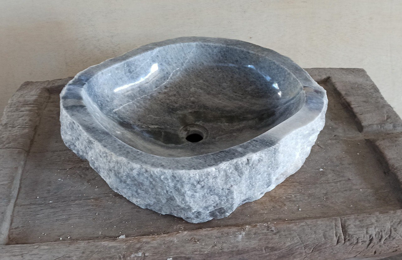 Onyx Stone Sink | 5080-554715 | 21.5″×18.5″ Organic Storm Gray Onyx Polished