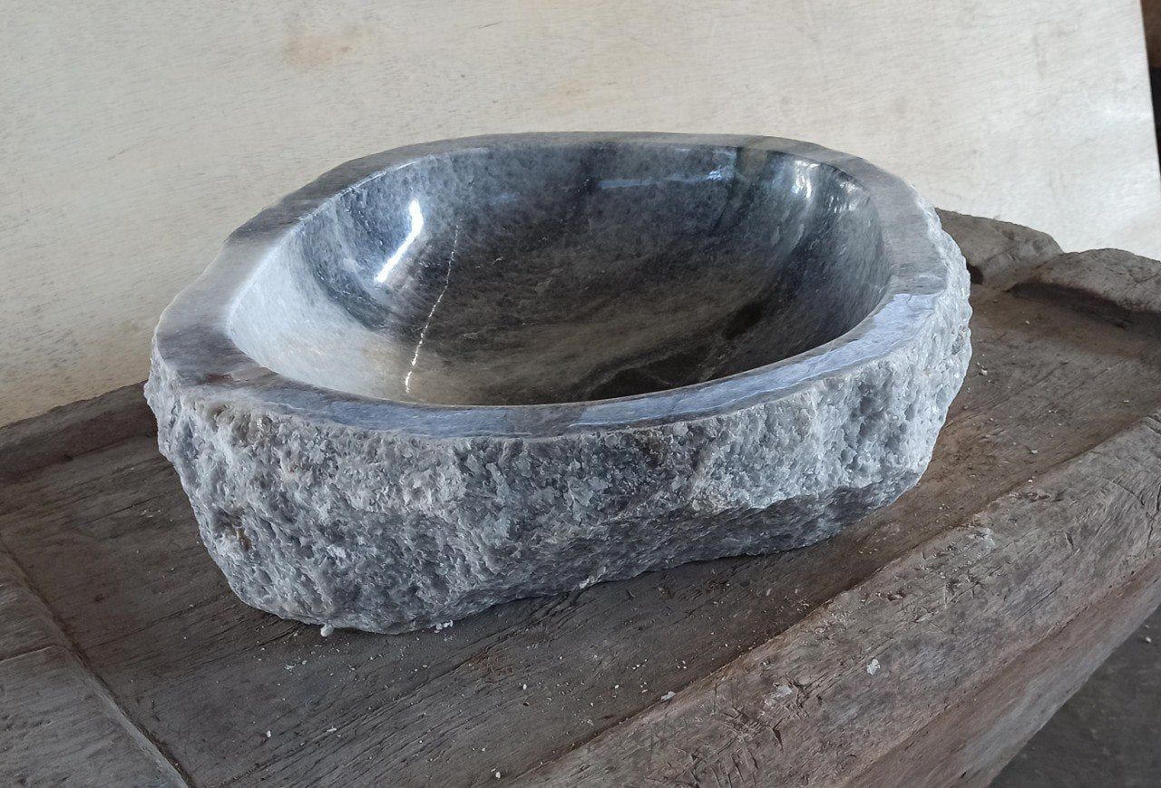 Onyx Stone Sink | 5080-554715 | 21.5″×18.5″ Organic Storm Gray Onyx Polished