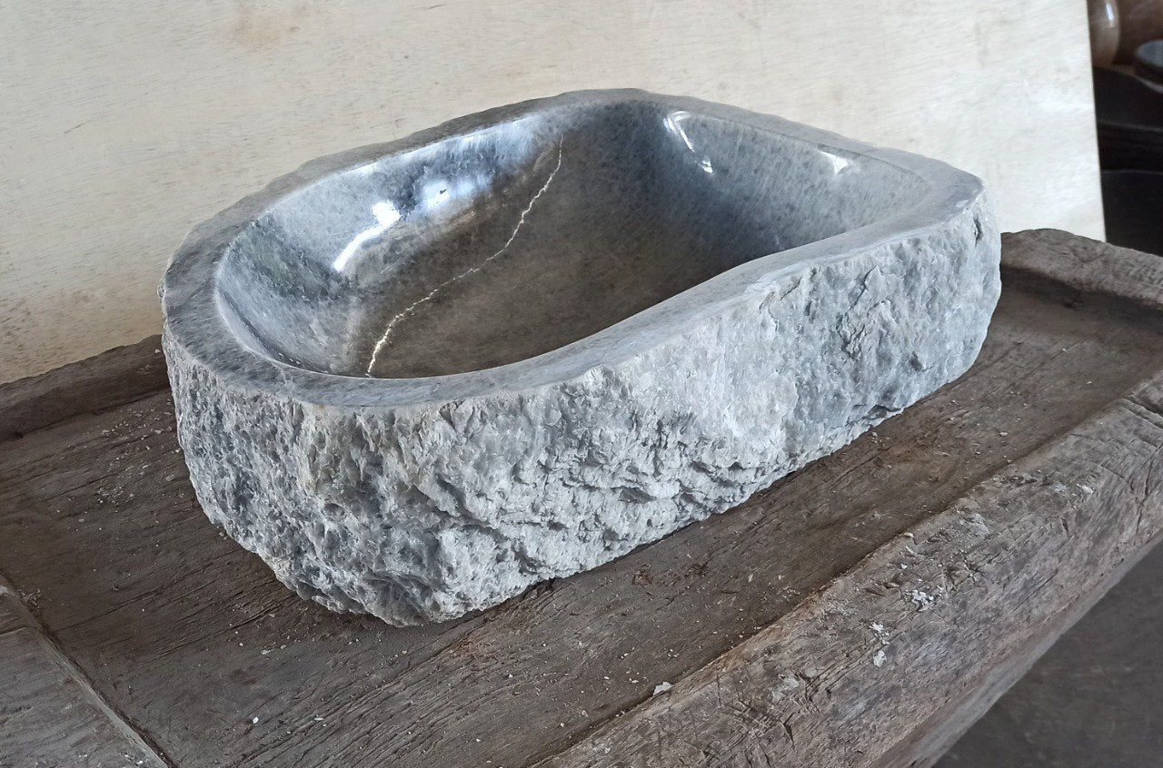 Onyx Stone Sink | 5082-533716 | 21″×14.5″ Organic Storm Gray Onyx Polished