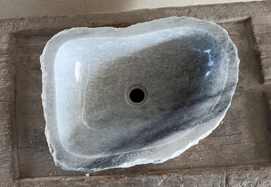 Onyx Stone Sink | 5082-533716 | 21″×14.5″ Organic Storm Gray Onyx Polished