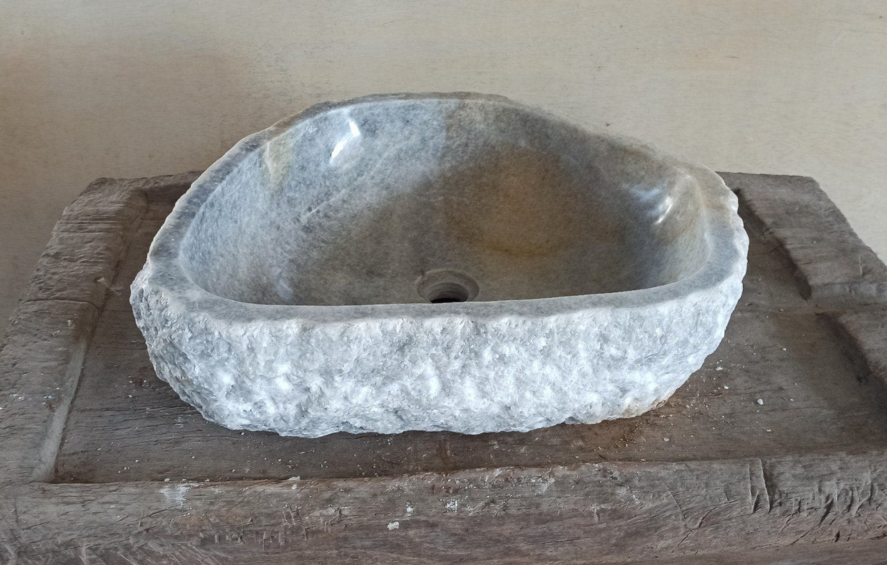 Onyx Stone Sink | 5089-553515 | 21.5″×14″ Triangular Organic Gray–Beige Onyx Polished