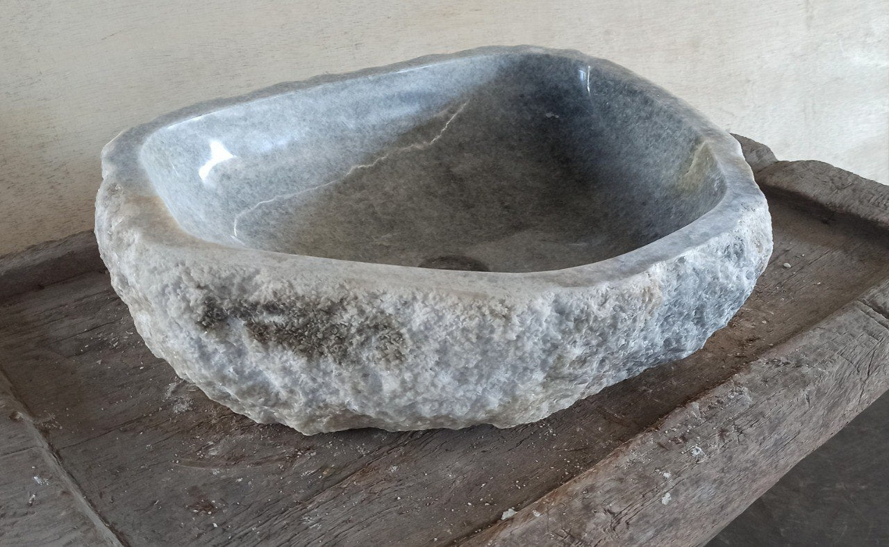 Onyx Stone Sink | 5089-553515 | 21.5″×14″ Triangular Organic Gray–Beige Onyx Polished