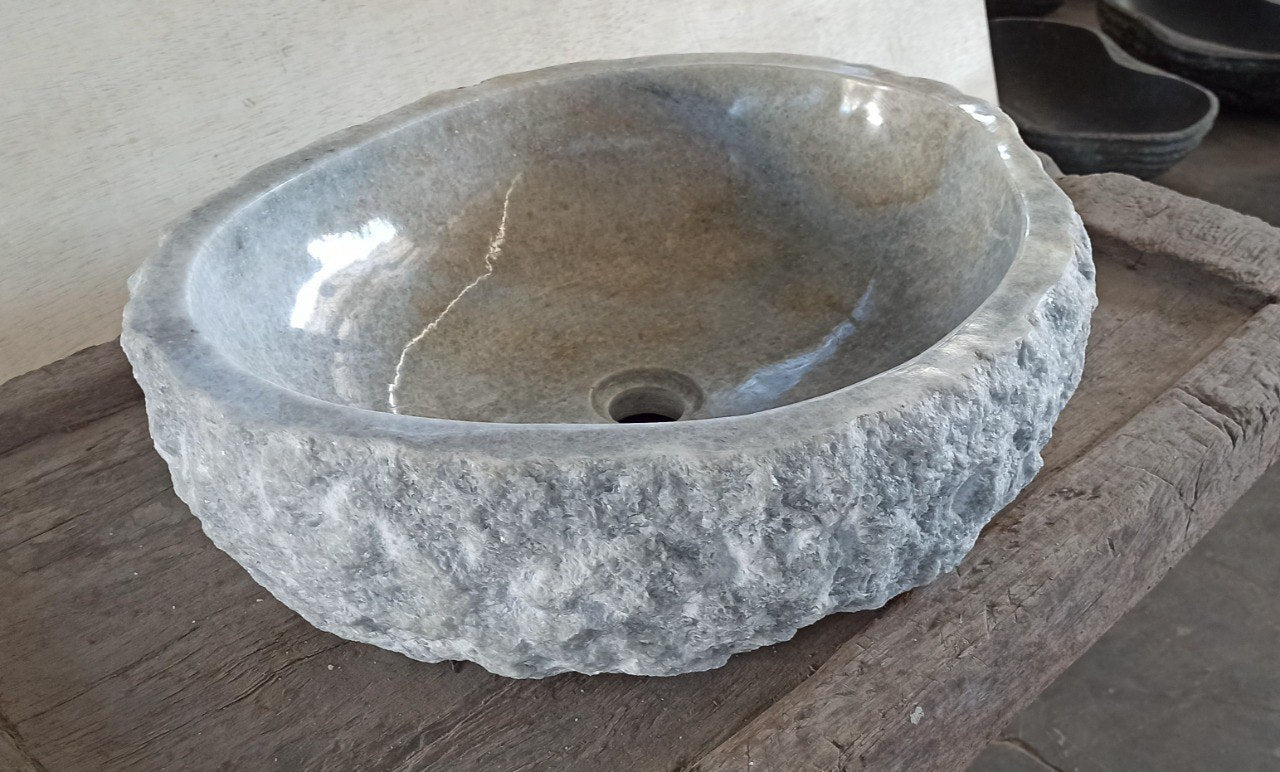 Onyx Stone Sink | 5066-554516 | 21.5″×17.5″ Organic Gray Onyx Polished