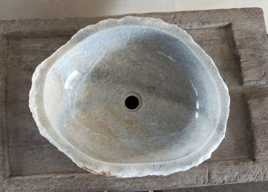 Onyx Stone Sink | 5066-554516 | 21.5″×17.5″ Organic Gray Onyx Polished