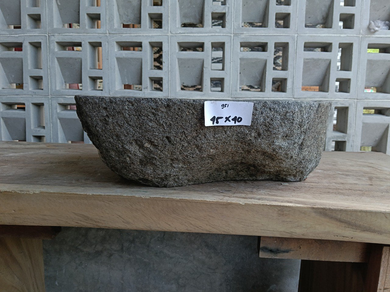 Front view of 6951-4540 rect-oval natural stone vessel sink, flat front edge
