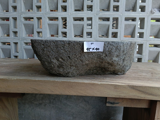 Front view of 6951-4540 rect-oval natural stone vessel sink, flat front edge
