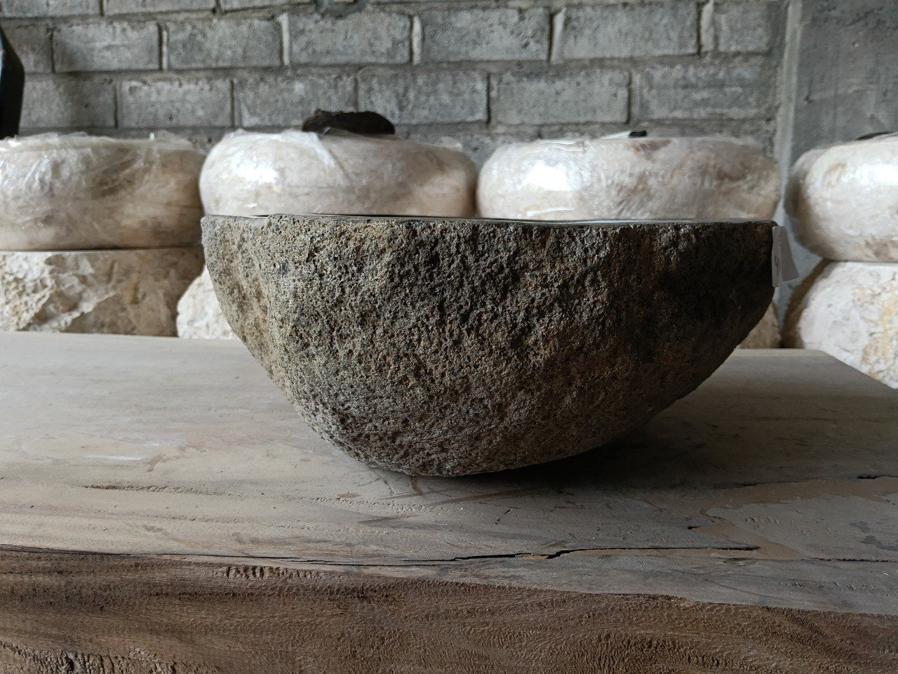 Bottom view of 6968-4136 solid one-piece river rock sink
