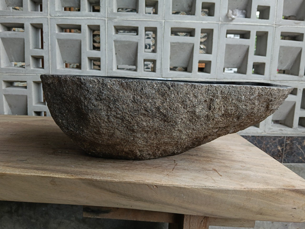 Left side of 6704-5138 organic river stone sink
