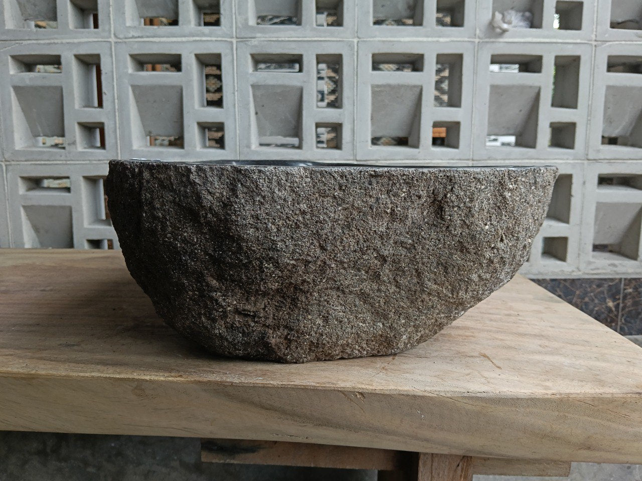 Right side of 6704-5138 handcrafted stone basin
