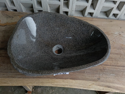 Top view of 6753-4937 graphite gray river stone sink — handcrafted natural stone
