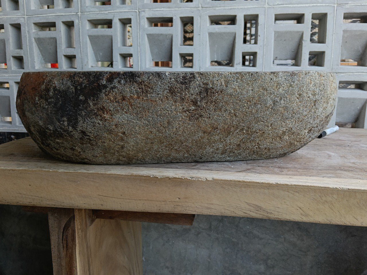 Right side of 6944-5145 handcrafted stone basin
