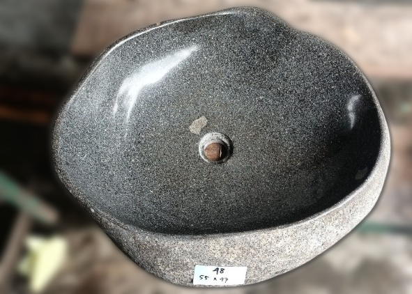 Natural River Stone Sink 6048-5547 (6048-2119) - Handcrafted Stone Vessel for Bathroom