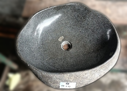 Natural River Stone Sink 6048-5547 (6048-2119) - Handcrafted Stone Vessel for Bathroom