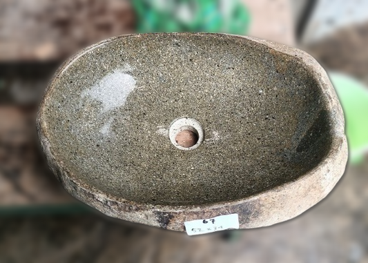 Natural River Stone Sink 6067-5234 (6067-2013) - Handcrafted Stone Vessel for Bathroom