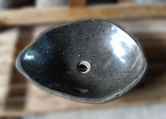 Natural River Stone Sink 6143-5440 (6143-2116) - Handcrafted Stone Vessel for Bathroom