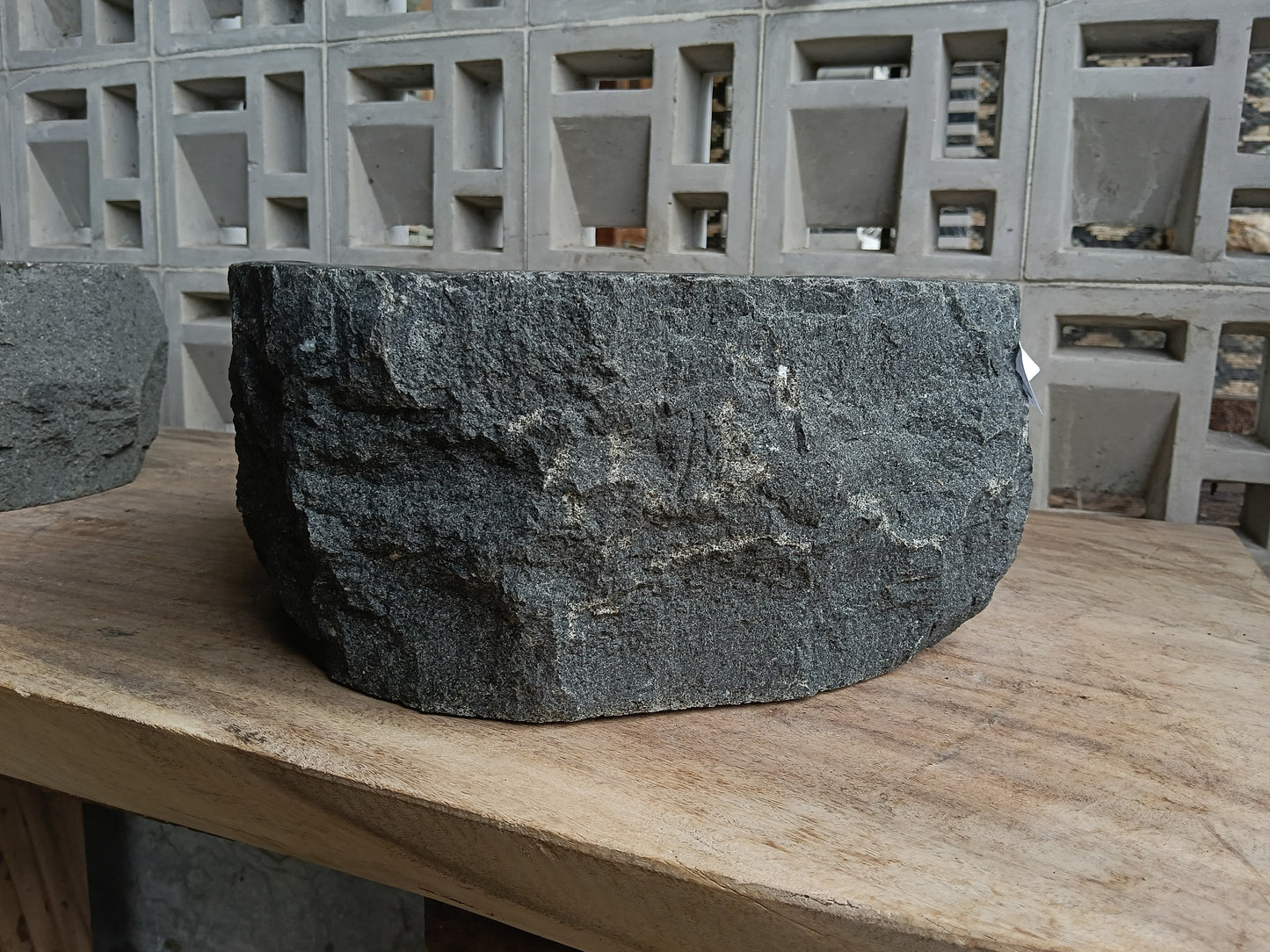 Right side of 60A8-4236 organic andesite vessel sink — smooth polished finish
