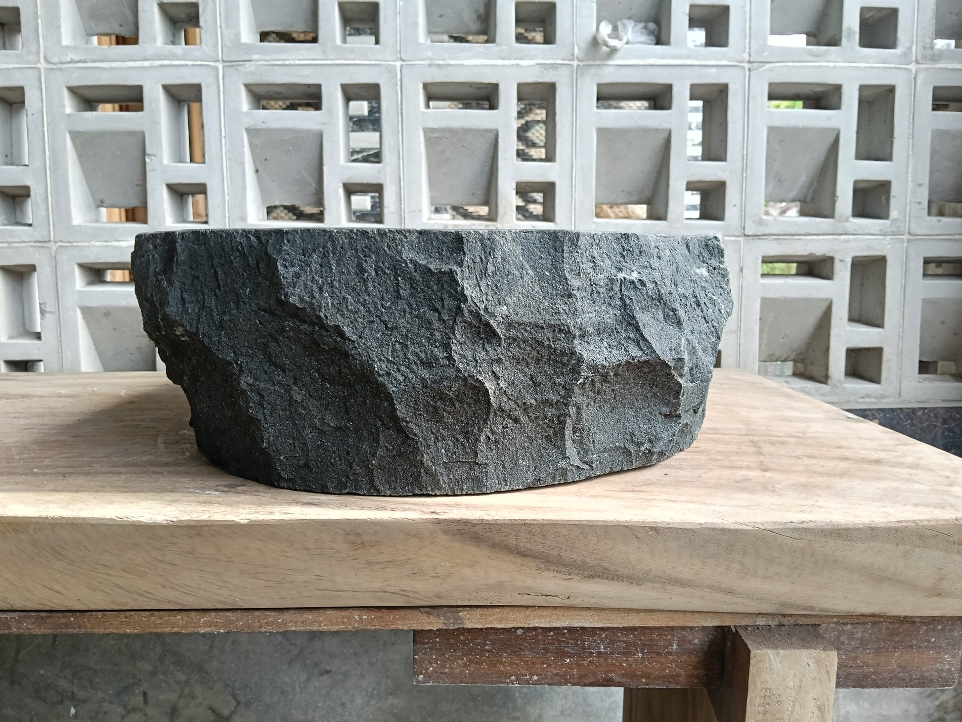 Left side of 6A41-5142 organic andesite stone sink
