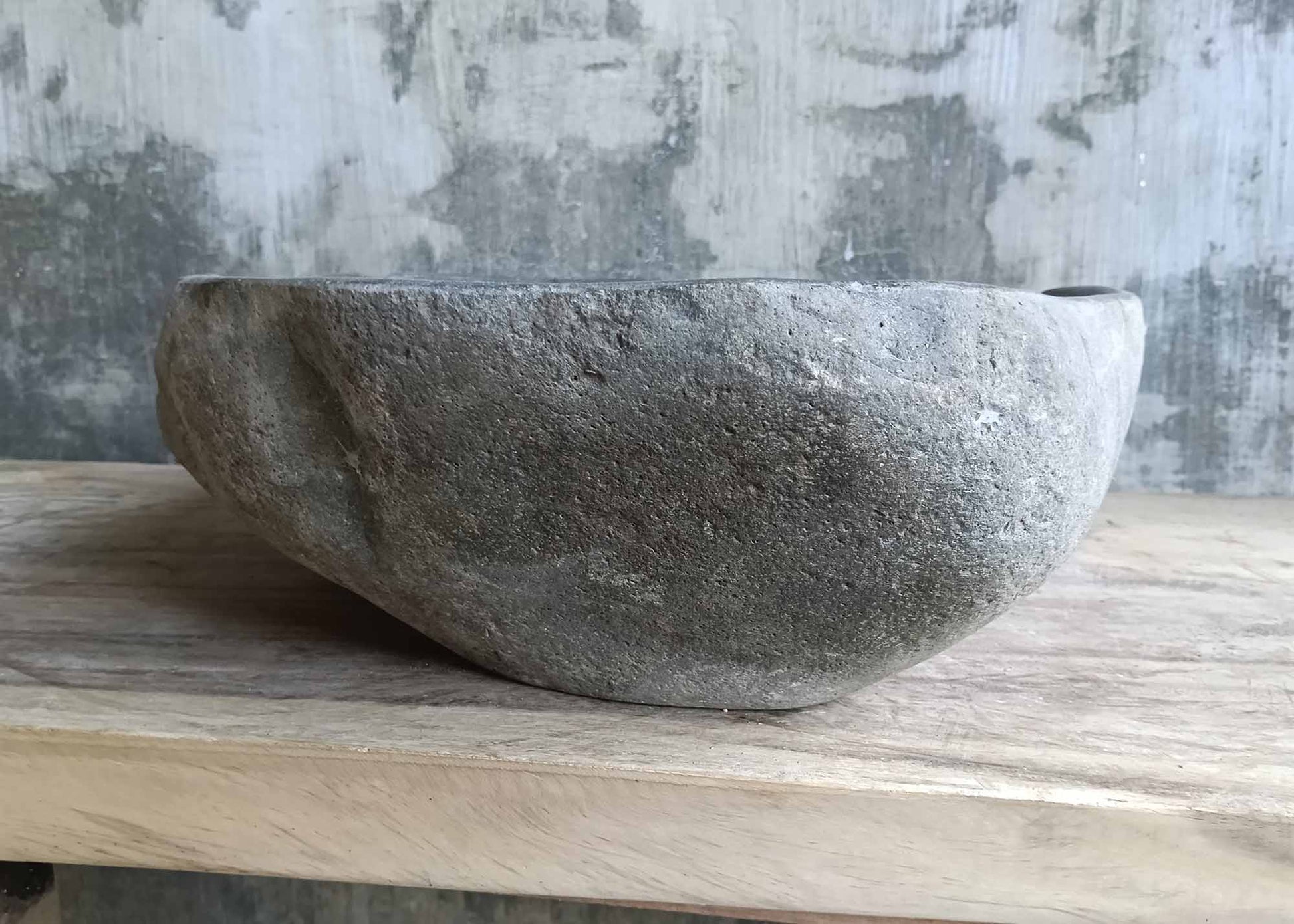 Right angle of polished organic sink in gray stone – 6553-4943
