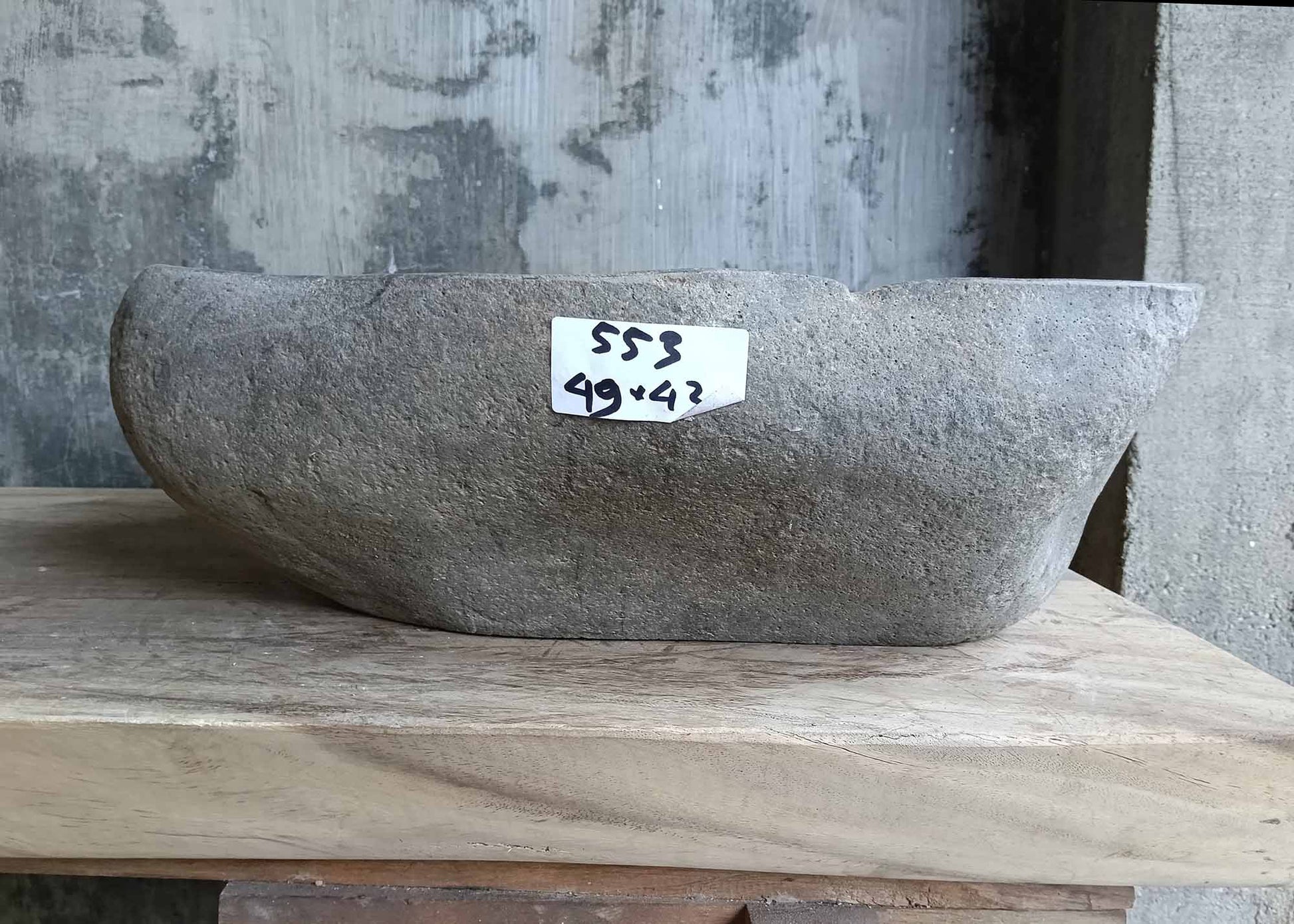 Back of stone basin showing irregular natural shape – 6553-4943
