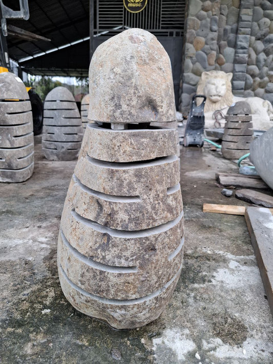 Handcrafted riverstone garden lantern F019 made from solid natural stone, outdoor decorative stone lighting