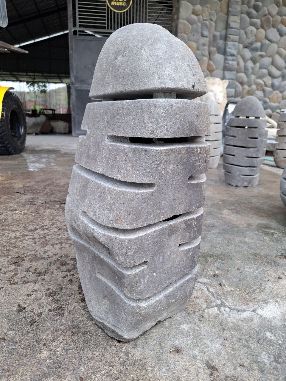 Handcrafted riverstone garden lantern F018 made from solid natural stone, outdoor decorative stone lighting