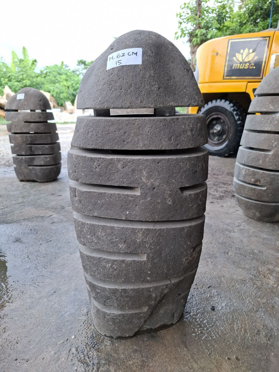 Handcrafted riverstone garden lantern F015 made from solid natural stone, outdoor decorative stone lighting