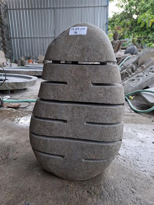 Handcrafted riverstone garden lantern F013 made from solid natural stone, outdoor decorative stone lighting
