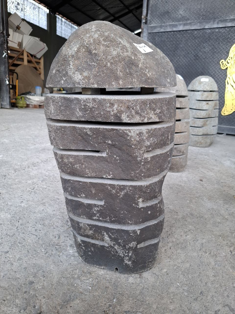 Handcrafted riverstone garden lantern F009 made from solid natural stone, outdoor decorative stone lighting