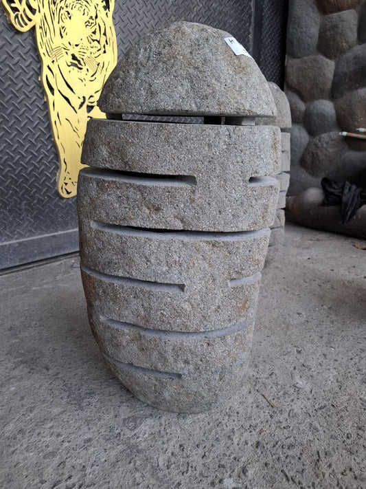 Handcrafted riverstone garden lantern F007 made from solid natural stone, outdoor decorative stone lighting