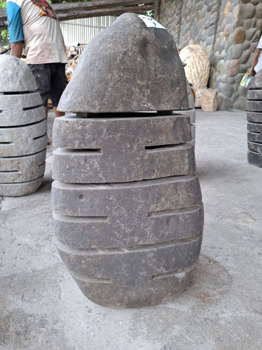 Handcrafted riverstone garden lantern F005 made from solid natural stone, outdoor decorative stone lighting