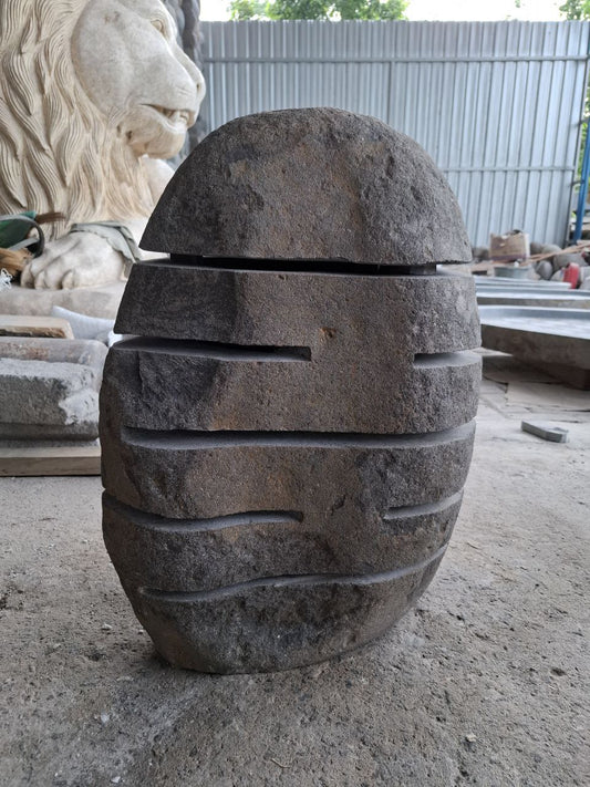 Handcrafted riverstone garden lantern F003 made from solid natural stone, outdoor decorative stone lighting