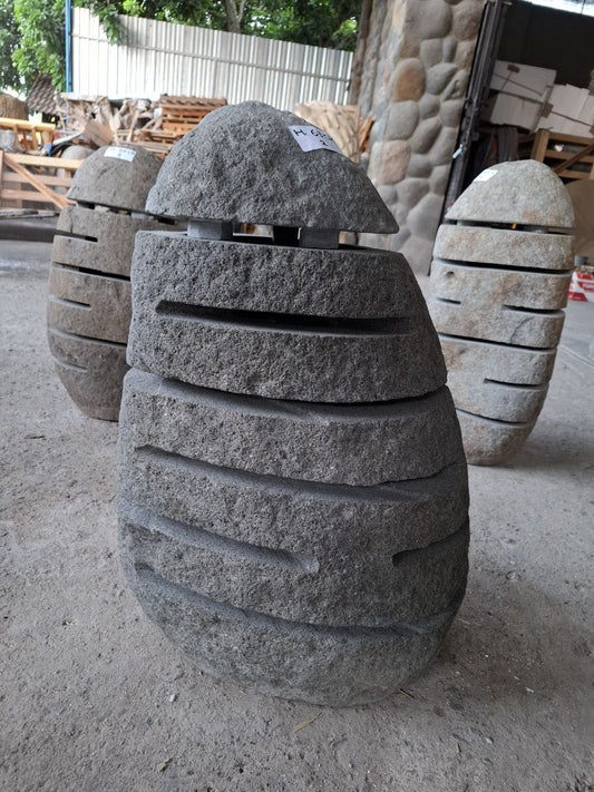Handcrafted riverstone garden lantern F002 made from solid natural stone, outdoor decorative stone lighting