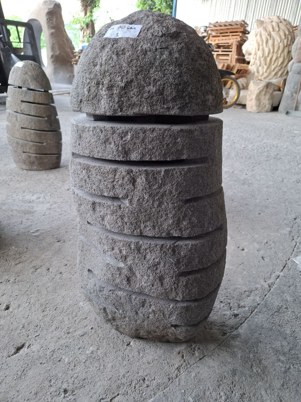 Handcrafted riverstone garden lantern F001 made from solid natural stone, outdoor decorative stone lighting