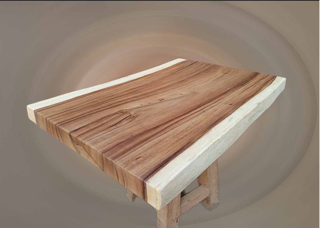 Bottom view of finished suar wood slab ST1001 – 31.5″ (80 cm) with OSMO finish on natural base
