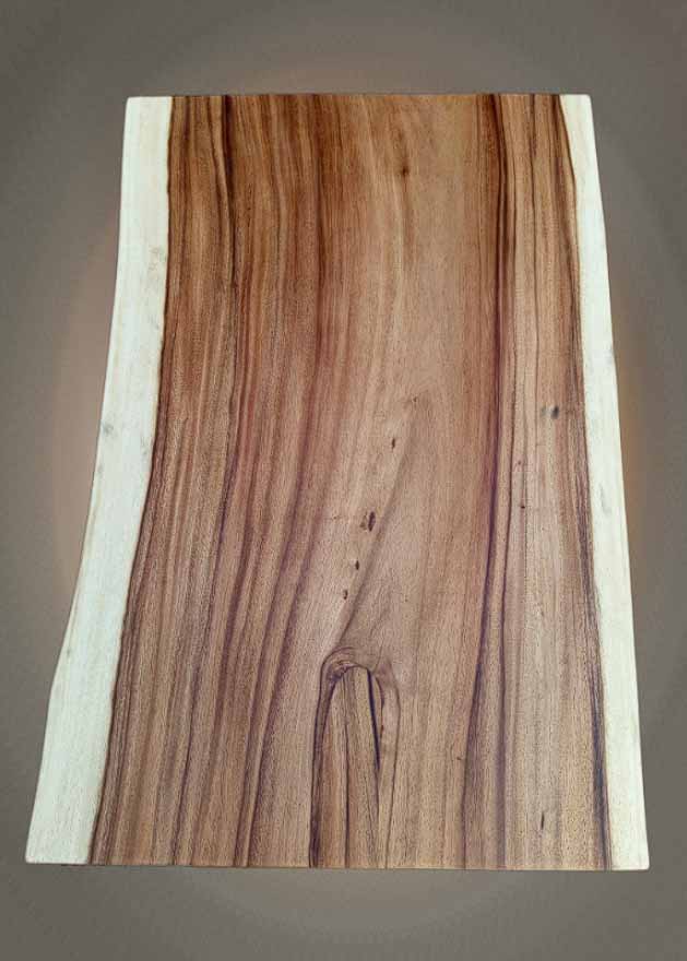 Right side view of finished suar wood slab ST1001 – 31.5″ (80 cm) showing polished live edge

