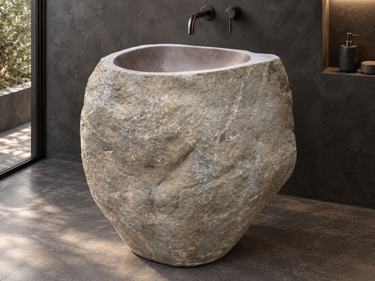 River Stone Pedestal Sink RSP001 (in stock)