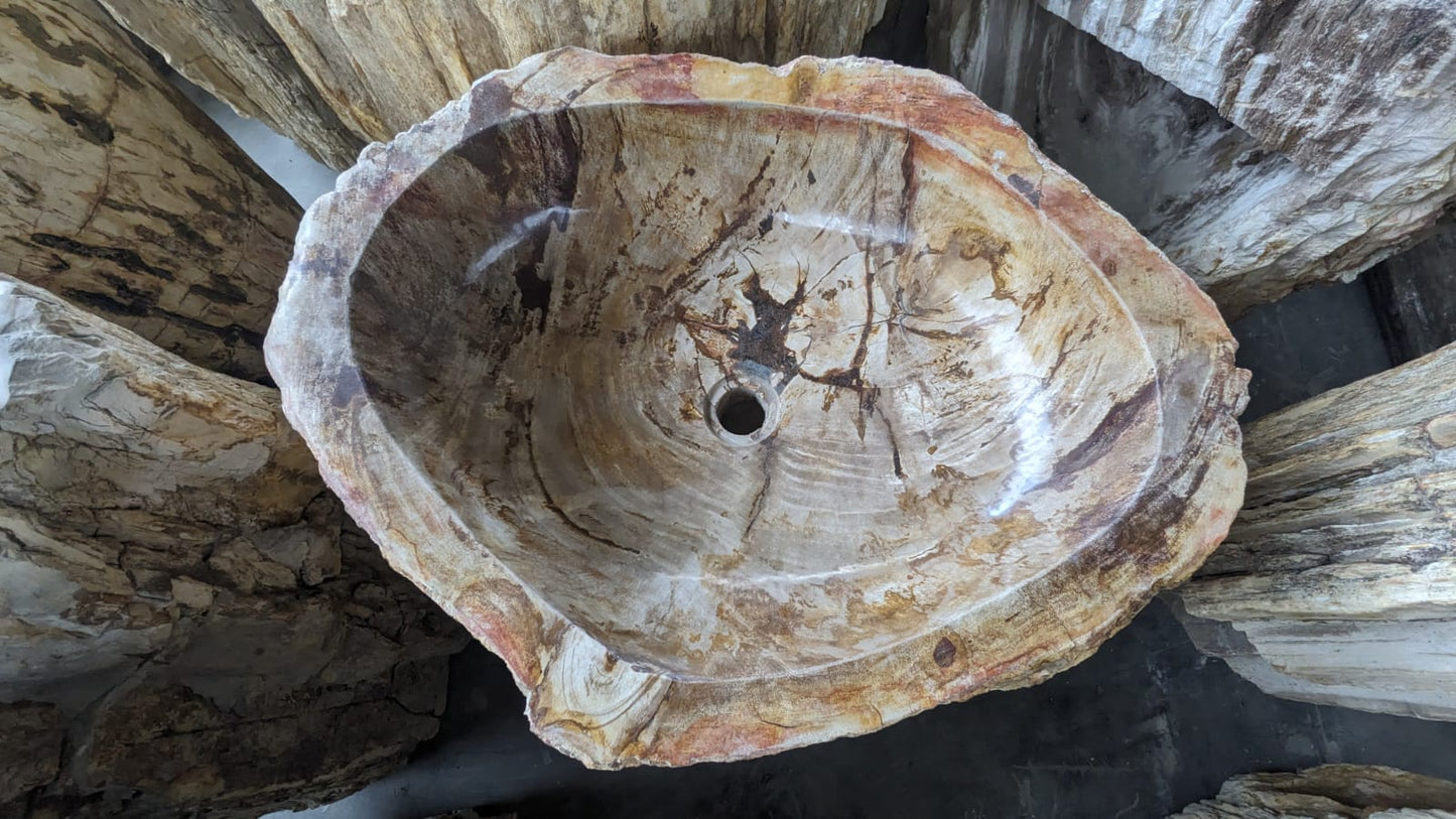 Petrified Wood Sink Pedestal | PW-7358 | 28.7″ × 22.8″ × 33.9″