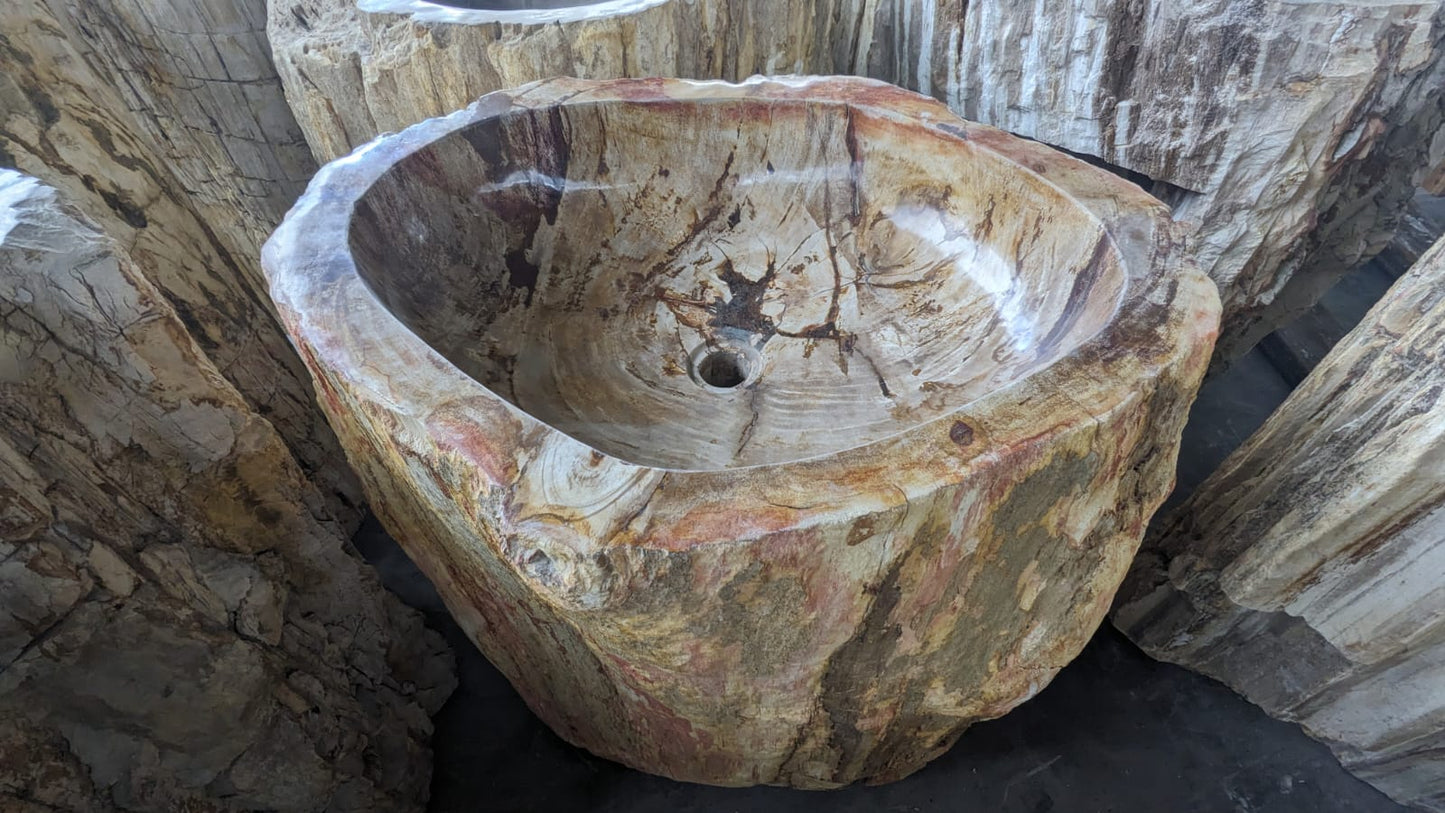 Petrified Wood Sink Pedestal | PW-7358 | 28.7″ × 22.8″ × 33.9″