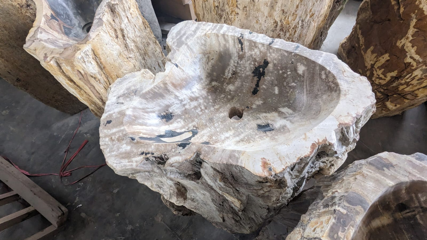 Petrified Wood Sink Pedestal | PW-7657-90 | 29.9″ × 22.4″ × 35.4″