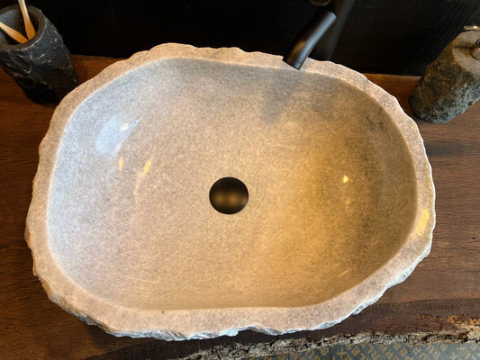 Onyx stone sink OSS-5068 showing its smooth interior and natural mineral patterns